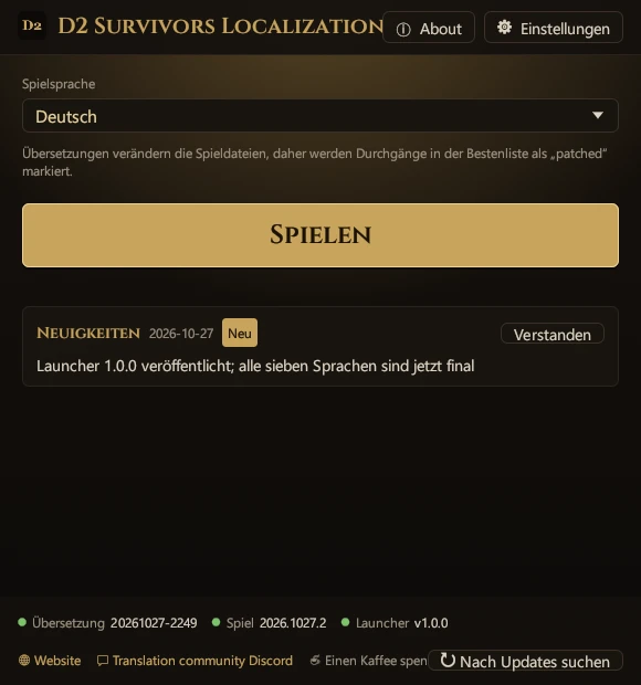 Desktop-Launcher: Hauptfenster